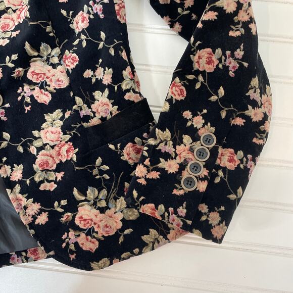 Pink Martini Floral Blazer Single Breasted One Button Career Workwear Size XS S - Picture 5 of 6
